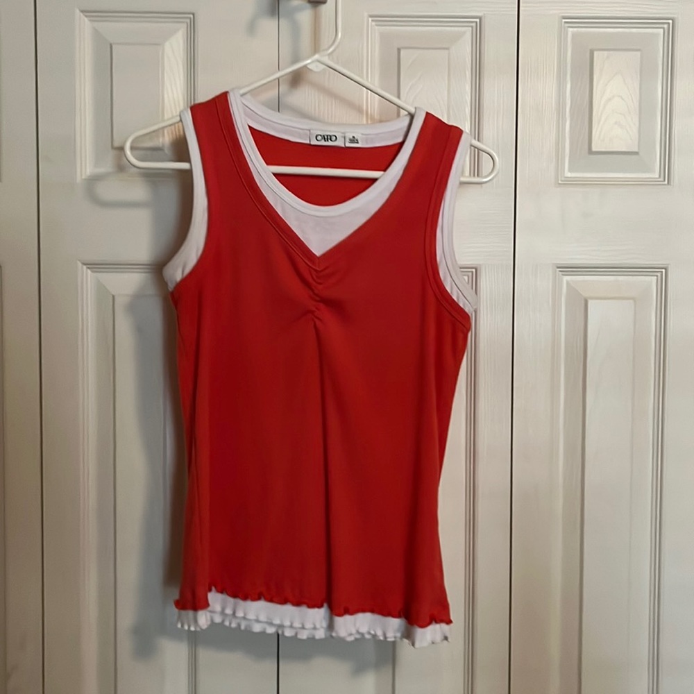 Cato Women’s Layered Look Orange & White Tank Top